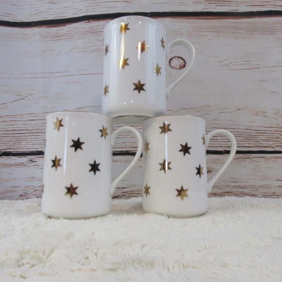 Vintage American Atelier Party time white mugs (set of 3) - Picture 1 of 4